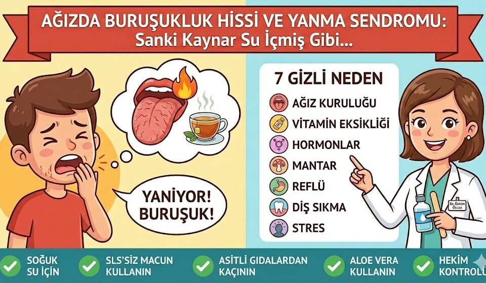 ağızda buruşukluk hissi ve yanma sendromu