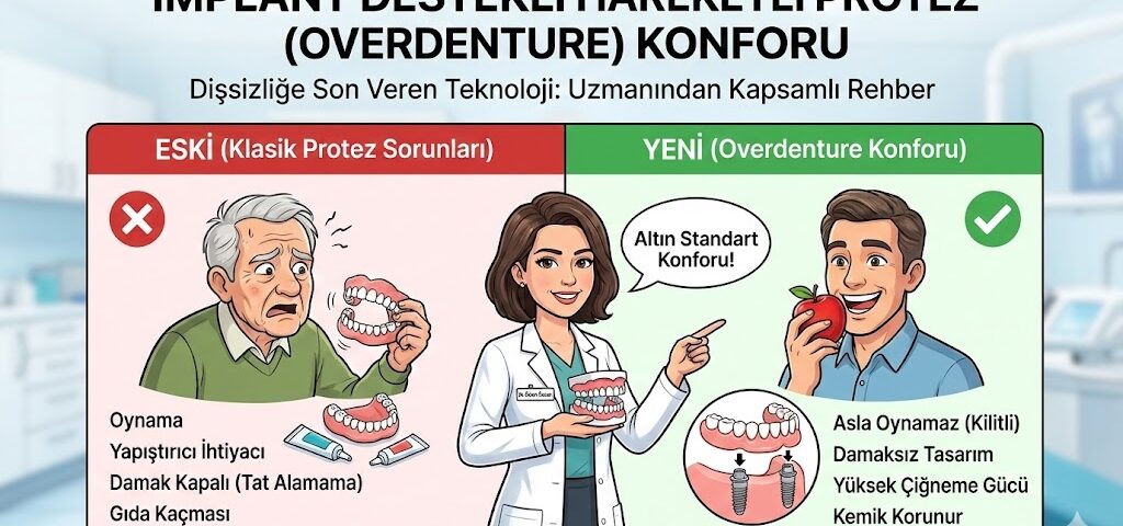 implant destekli hareketli protez konforu