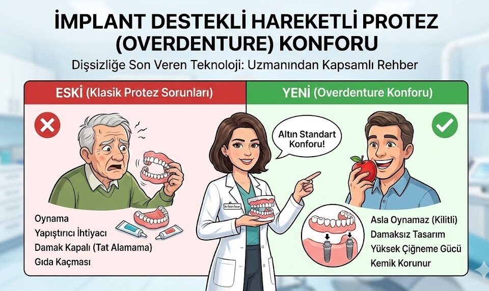 implant destekli hareketli protez konforu