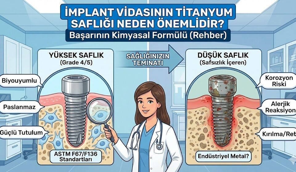 implant vidasının titanyum saflığı neden önemlidir