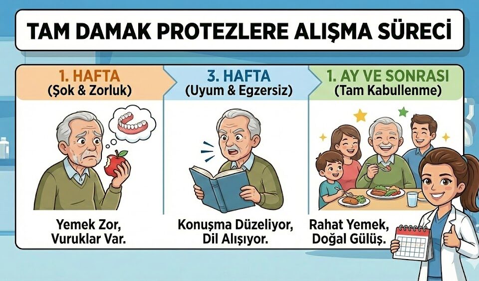 tam damak protezlere alışma süreci
